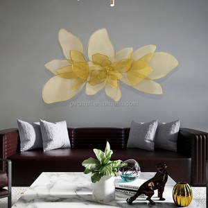 3D Iron Blue Gold Blossom Flower Industrial Iron Art Metal Decoration Wall Art Home Decor Gold