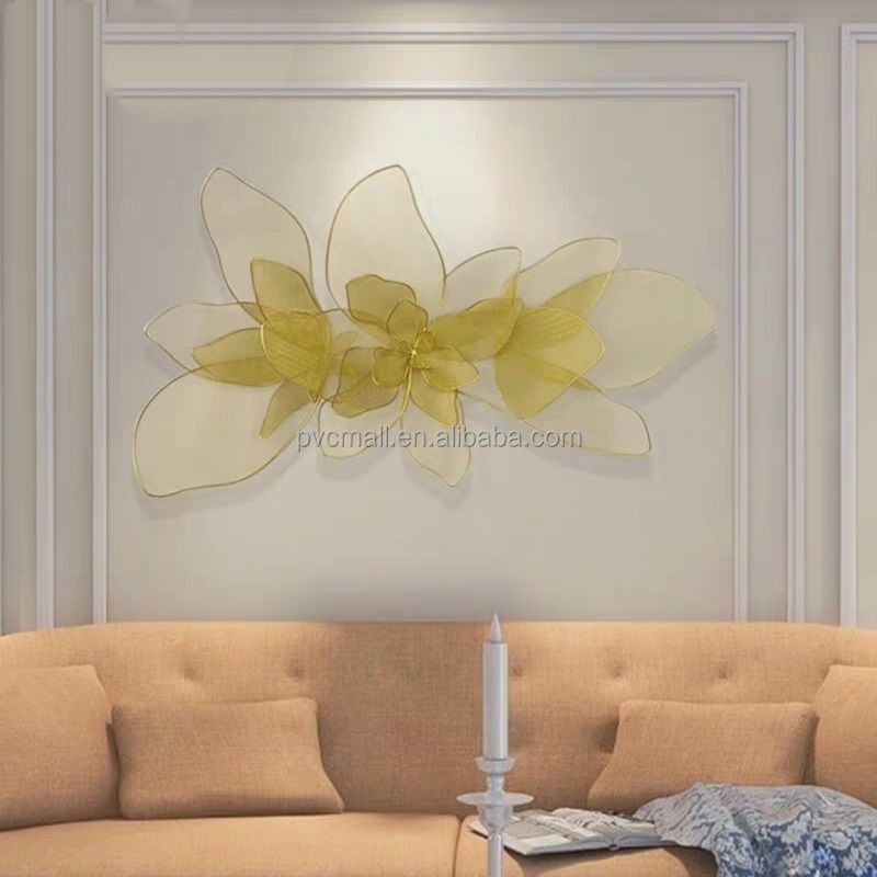 3D Iron Blue Gold Blossom Flower Industrial Iron Art Metal Decoration Wall Art Home Decor Gold