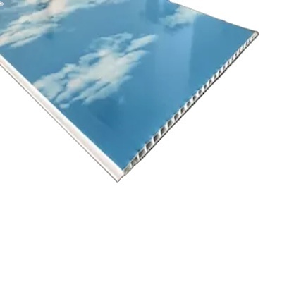 Blue sky cloud wall panel 250mm width laminated tongue and groove pvc ceiling