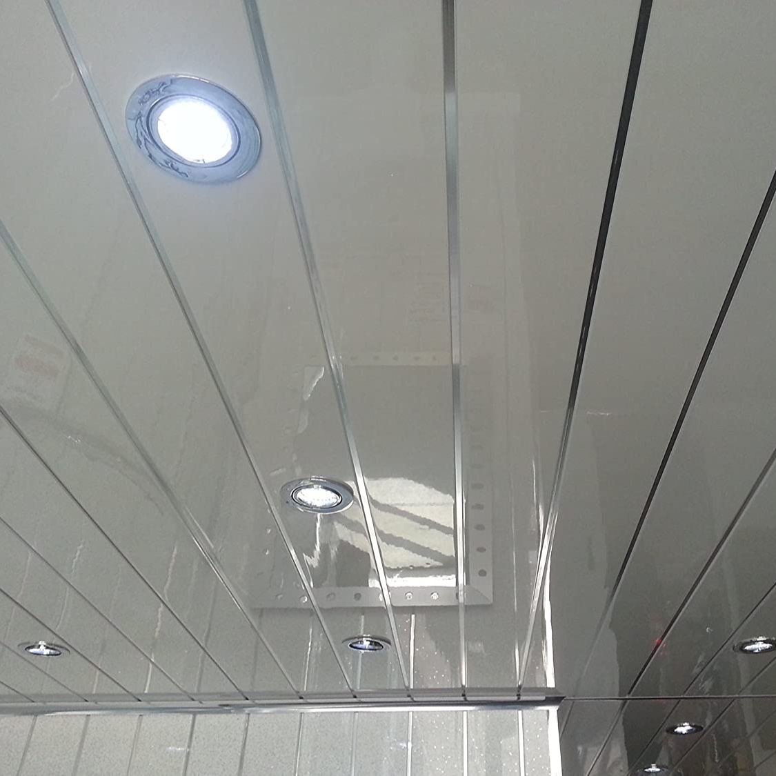 Good Quality Gloss white Chrome middle-groove panels hot stamping foil pvc false ceiling for nigeria