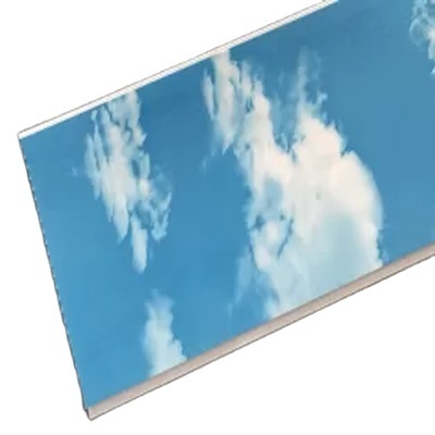 Blue sky cloud wall panel 250mm width laminated tongue and groove pvc ceiling