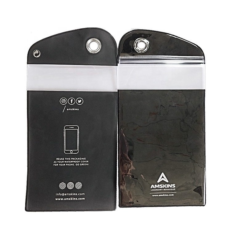 Custom pvc  black cell phone cover polythene packaging zip water proof bags for phone accessories electronic product