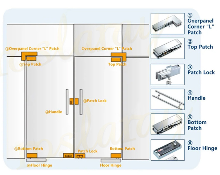 Glass Door Lock And Knob Double Side Stainless Steel 304 Handle Sliding Frameless Apposite Office Swing Tempered Set Fittings