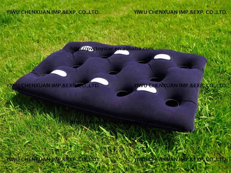 2023 Inflatable Rectangle Flocked Pillow Portable Folding Stadium Seat Cushion Customized Camping Outdoor Inflatable PVC Pillow