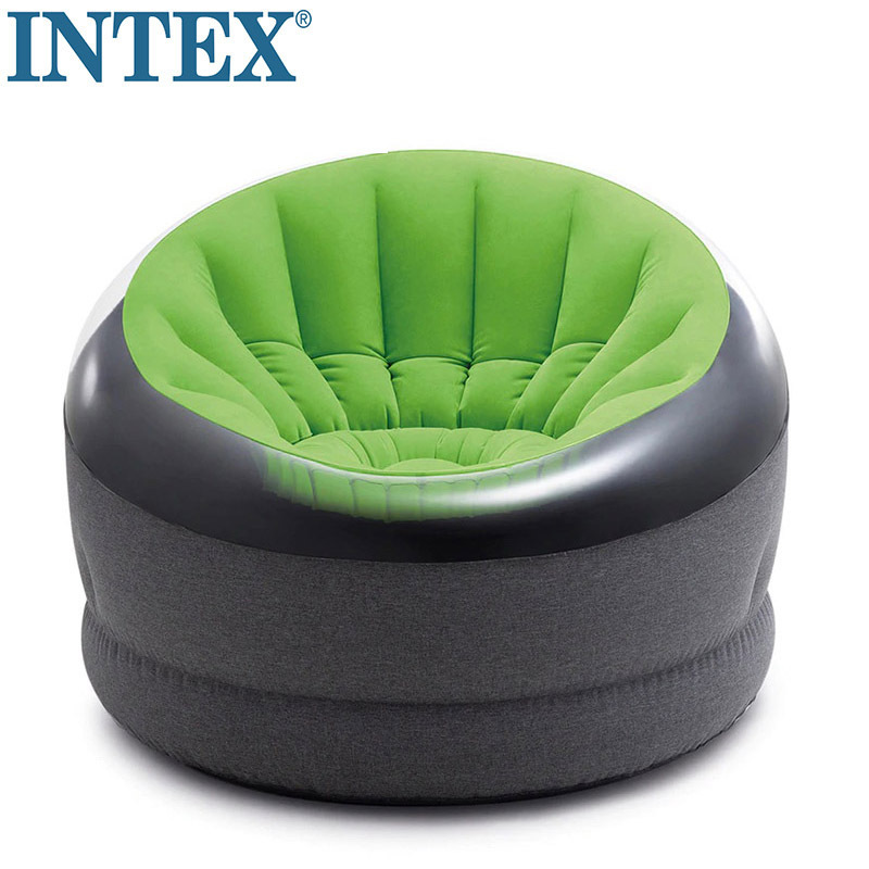 Intex 66582 PVC Flocked Inflatable Sofa Portable Air Sofa Chair Modern Inflatable Lounge Sofa