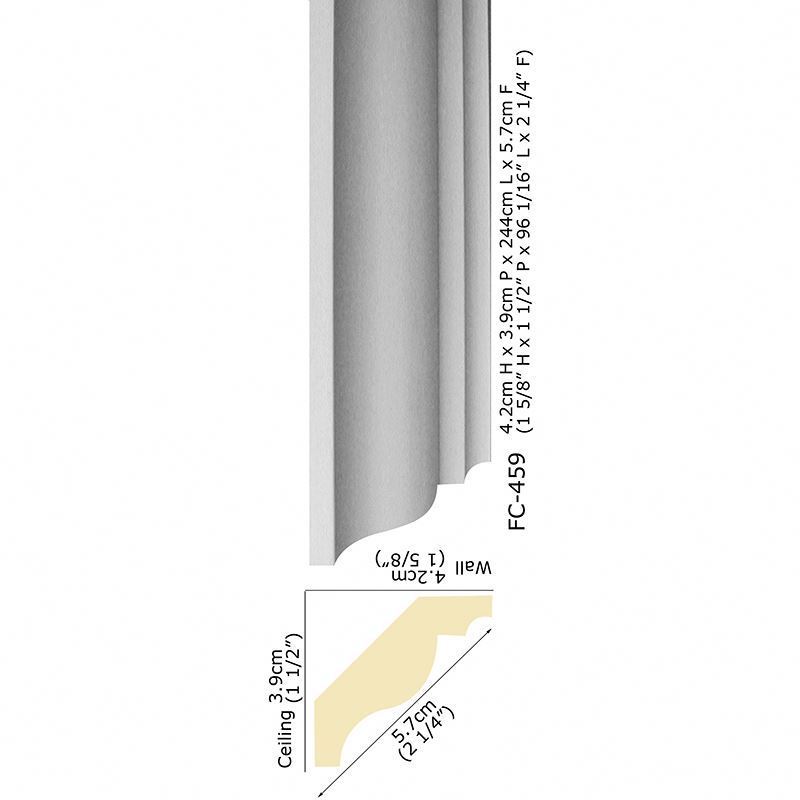 Polyurethane Carved Corner Pu Foam Plain Crown Cornice Luxury ceiling corner cornice 3D gypsum crown moulding