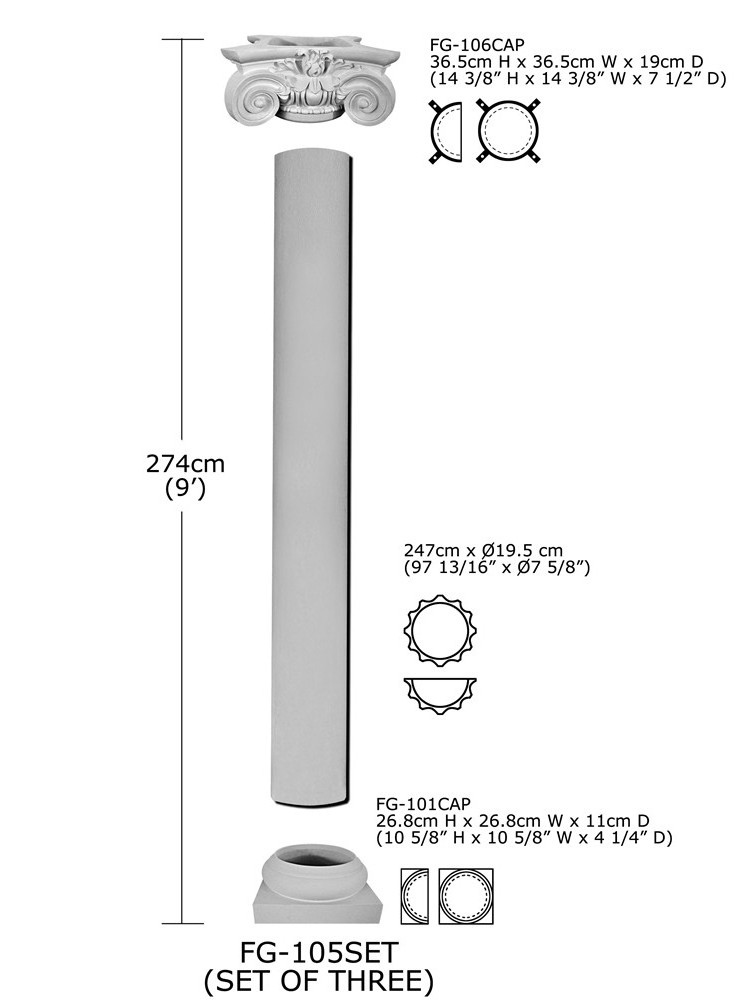 High Quality Good Price Beauty polyurethane decorative PU fiber pillar column decoration