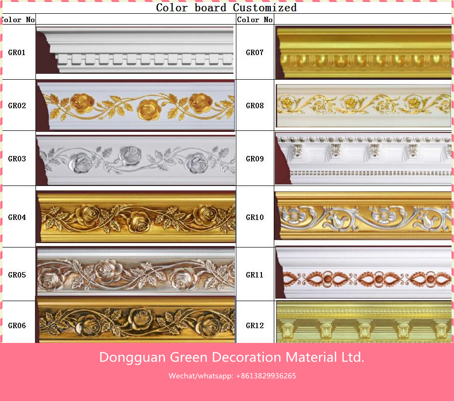 High Quality Polyurethane Decorative plastic PU ceiling foam corner crown moulding waterproof trim board Foam White Skirting