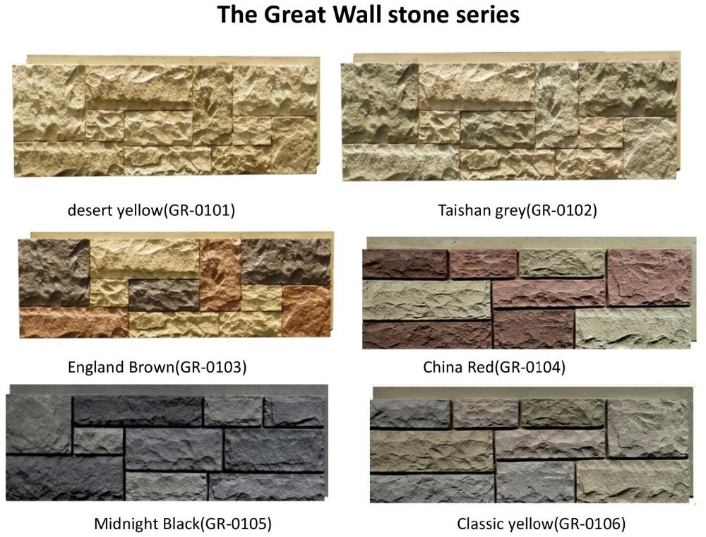 Polyurethane PU foam panel exterior decorative siding faux rock stone wall panel