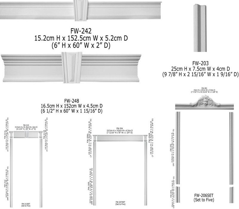 Polyurethane Ornaments High Density Beautiful PU Decorative marble door frame design