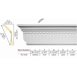 Hot Polyurethane Carved Corner Decorative PU Foam Flat Crown Cornice Crown Molding For Led Light