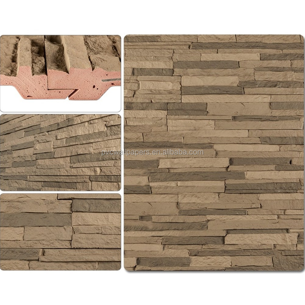 PU grey brick wall panels faux stone panels for interior and exterior decorative stone panel