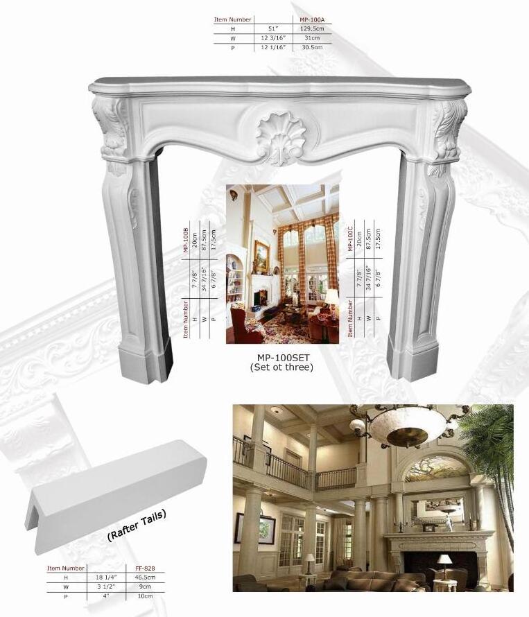 Polyurethane Ornaments High Density Beautiful PU Decorative fireplace molds