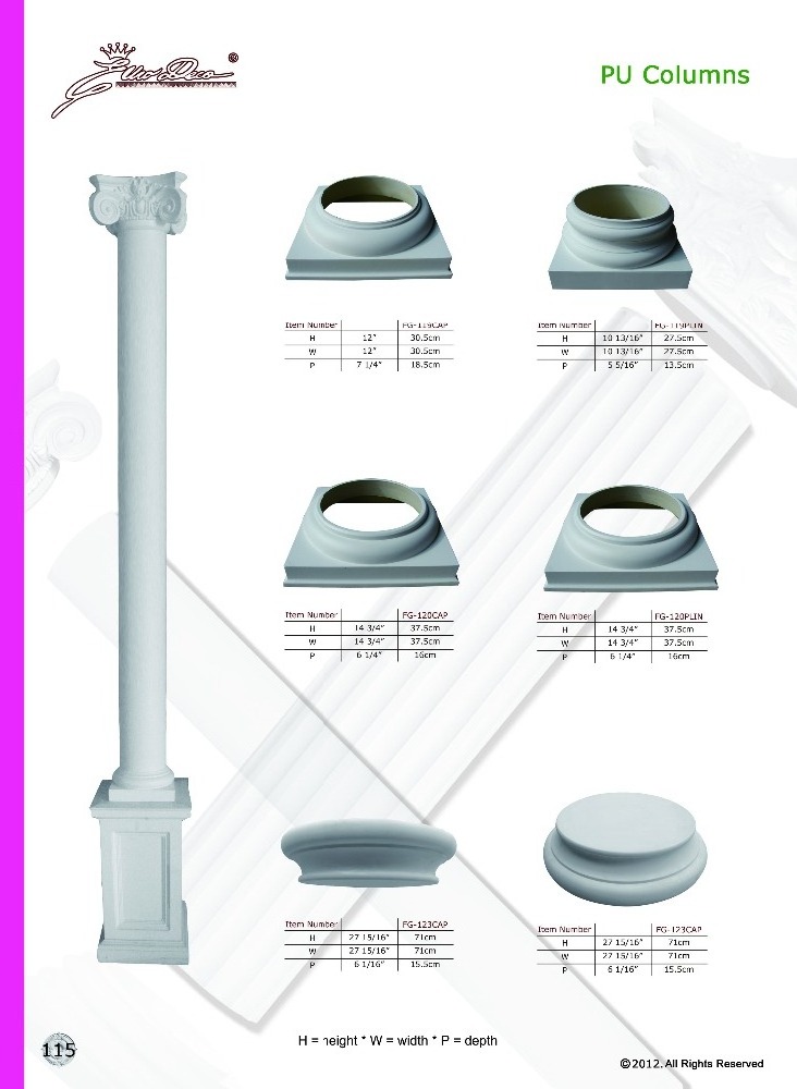 PU High Quality Good price beautiful polystyrene Crown concrete columns mold