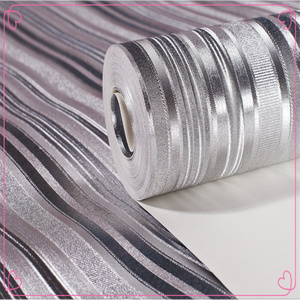 Silver wallpaper rolls pvc Wallpaper bedroom living room home decoration modular