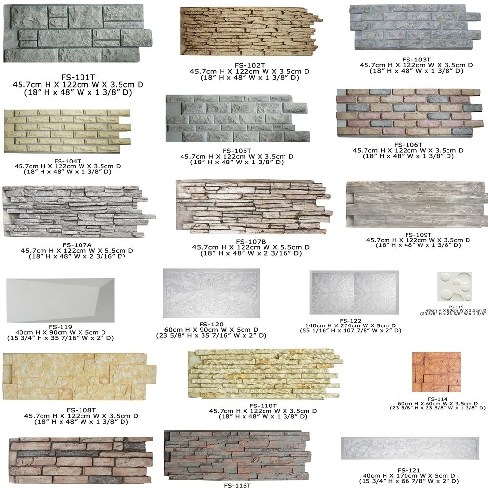 Polyurethane Beauty Cheap Exterior Decorative Wall Panel PU interlocking stone wall tiles