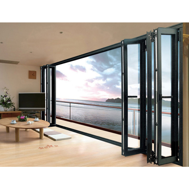 10 Year Warranty Wholesale Exterior Patio Black Aluminum Frame Glass Stack Bifold Folding Door In China