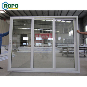 Latest terrace patio Plastic custom soundproof 3 Panel Balcony kitchen PVC Sliding Glass Door