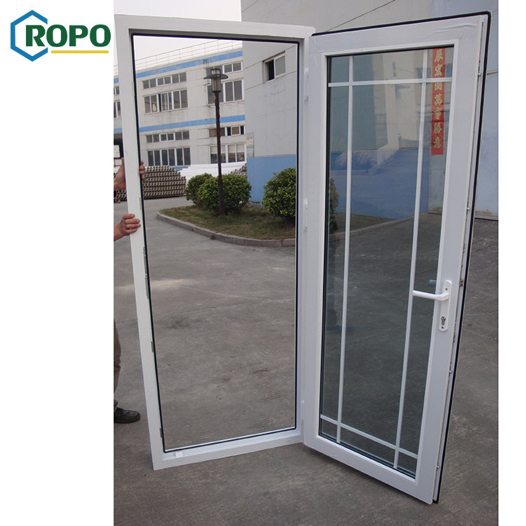 NZS4211 Price Hinge Swing Temper Glass Balcony French Interior Large soundproof front Casement PVC Door