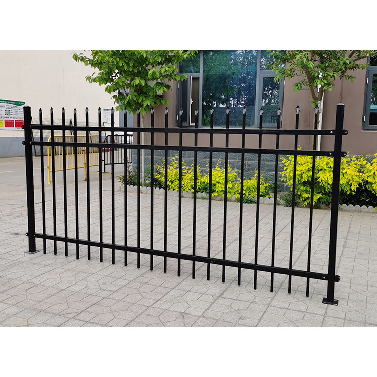 Security Residential Spear Top Curved Fence Black Steel Picket Metal Fence Panel Decorative Wrought Iron Fencing