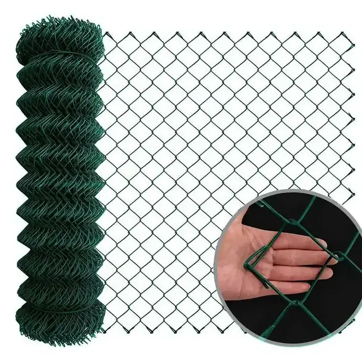 Cheap 100 ft 25 ft roll cyclone wire fence design green basketball pvc coated chain link fencing price philippines