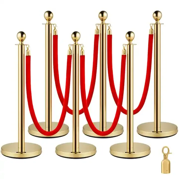 Traffic crowd control walkway gold queue bollard red carpet velvet rope poles stands post barrier stanchion