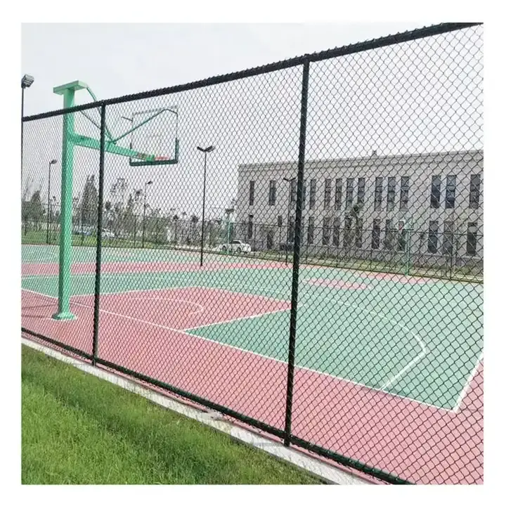 Cheap 100 ft 25 ft roll cyclone wire fence design green basketball pvc coated chain link fencing price philippines