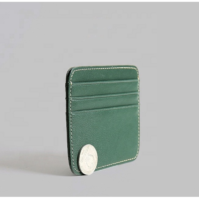 Colorful Genuine Sheep Leather Credit Card Holder Simple Slim Design