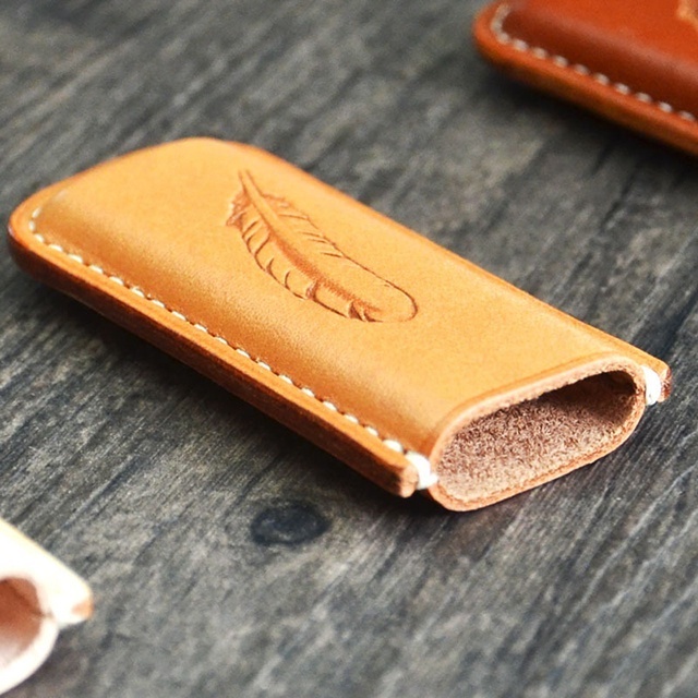 Thick Vegetable-Tanned Leather Lighter Case Cover Holder Fit for MINi BIC Lighter