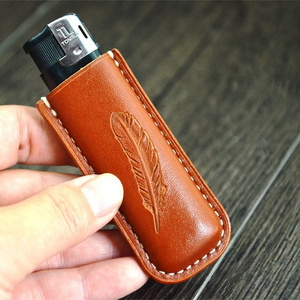 Thick Vegetable-Tanned Leather Lighter Case Cover Holder Fit for MINi BIC Lighter