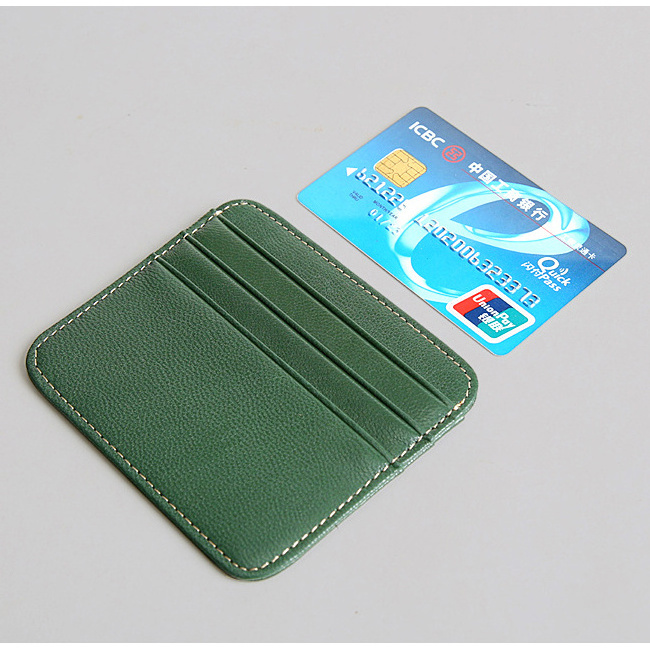 Colorful Genuine Sheep Leather Credit Card Holder Simple Slim Design