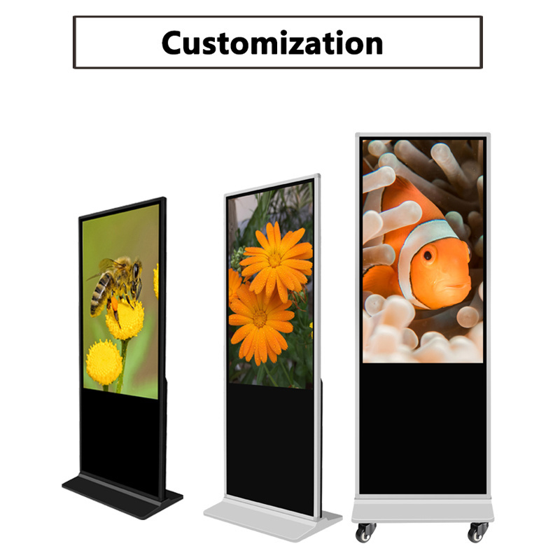 55 inch vertical interactive floor stand free standing digital signage kiosk led screen for shopping mall totem