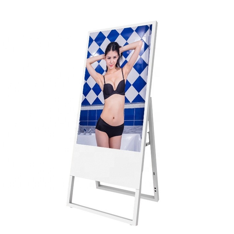 LCD Poster Screen with Stand Portable Standalone Light Weight High Brightness Digital Signage and Displays Advertising Kiosk 4k