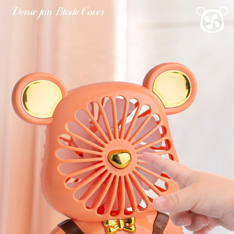 Desktop Handheld Small Fan Cute Bear Night Light Electric Fan Portable Mini Portable Desktop Student Fan Wholesale