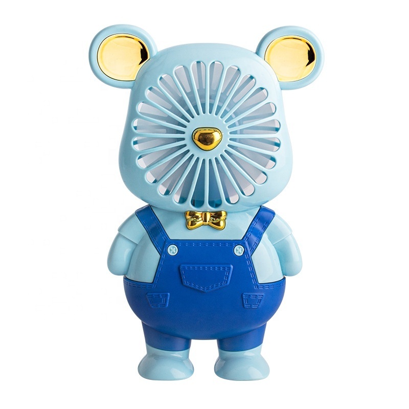 Desktop Handheld Small Fan Cute Bear Night Light Electric Fan Portable Mini Portable Desktop Student Fan Wholesale