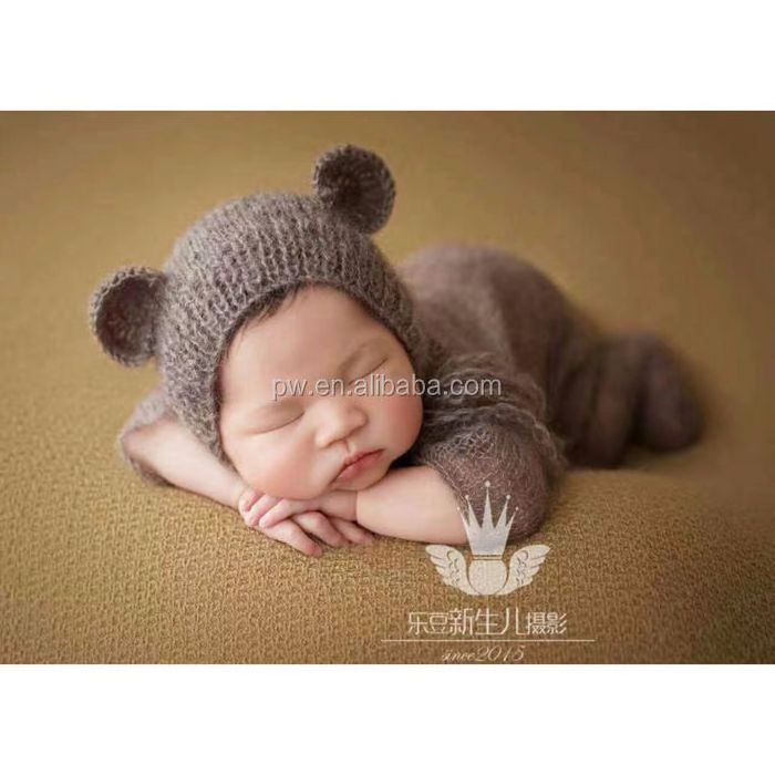 Newborn knit romper Crochet Outfit Baby overall  Onesie Photography props Footed clothes