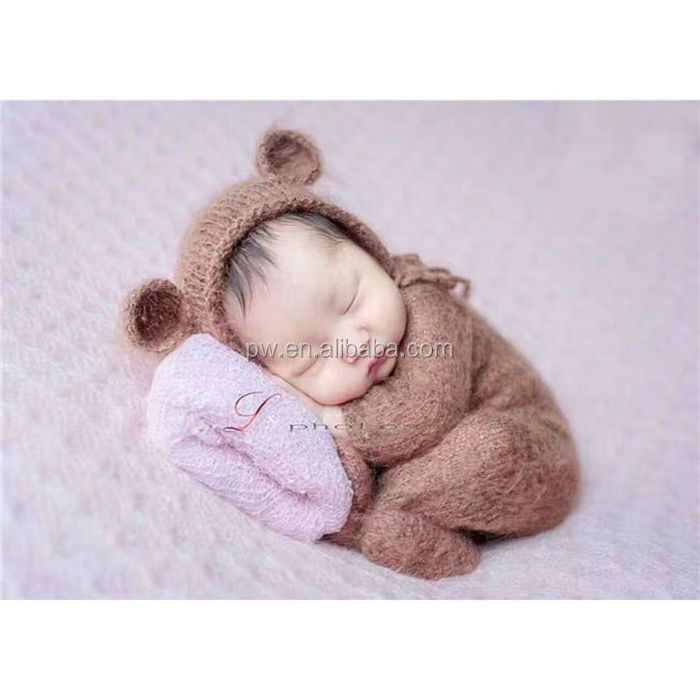 Newborn knit romper Crochet Outfit Baby overall  Onesie Photography props Footed clothes