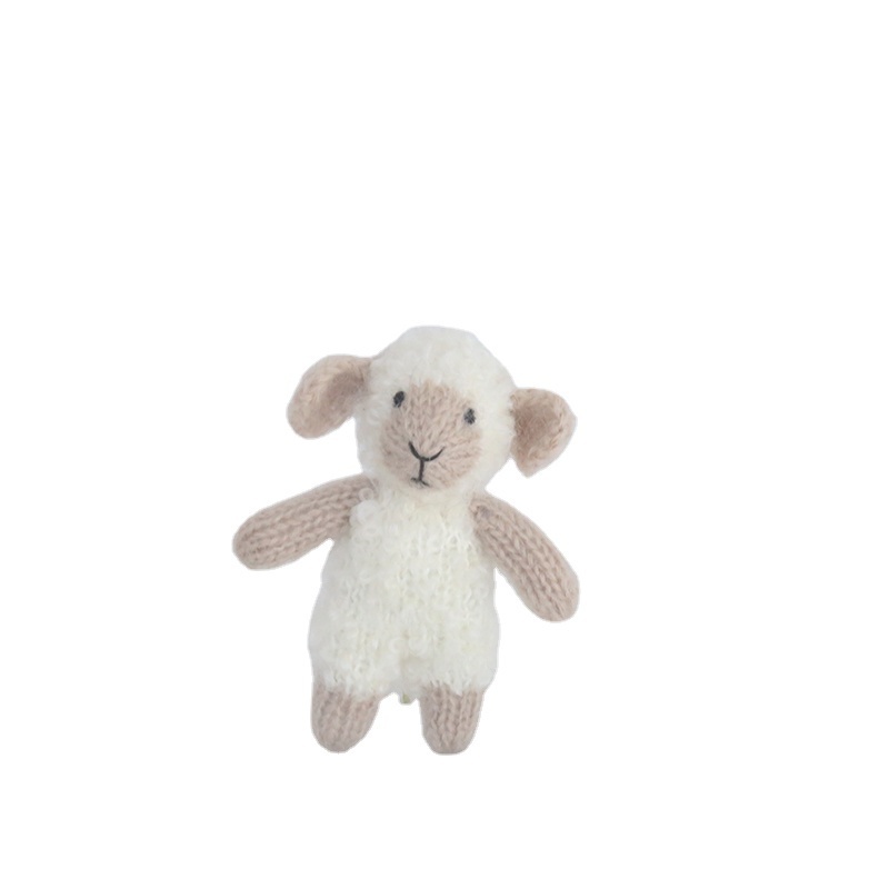 Newborn Handmade Crochet Sheep Toy Photography Props Lamb Knitted Mohair Stuffed Animal Doll Photography Accessories