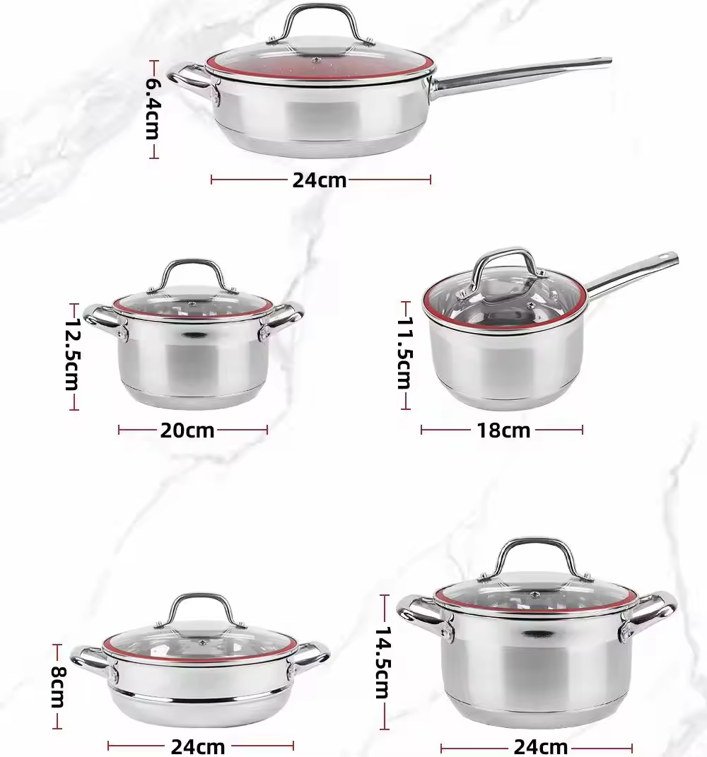 Housewares Stainless Steel Luxury Cooking Pot Kitchen Utensils Set Pan Pots And Pans Nonstick Cookware Set