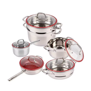 Housewares Stainless Steel Luxury Cooking Pot Kitchen Utensils Set Pan Pots And Pans Nonstick Cookware Set