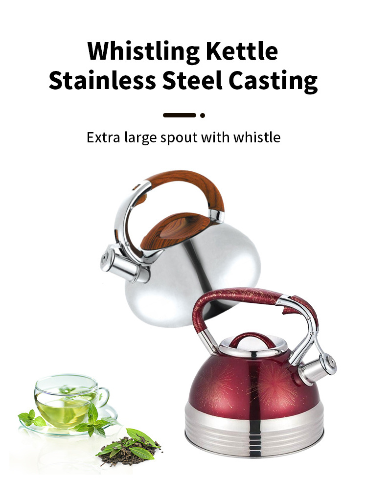 Customized Modern Stainless Steel Whistling Camping Kettle Whistling Teapot Stove Kettle For Gas Induction Cookers