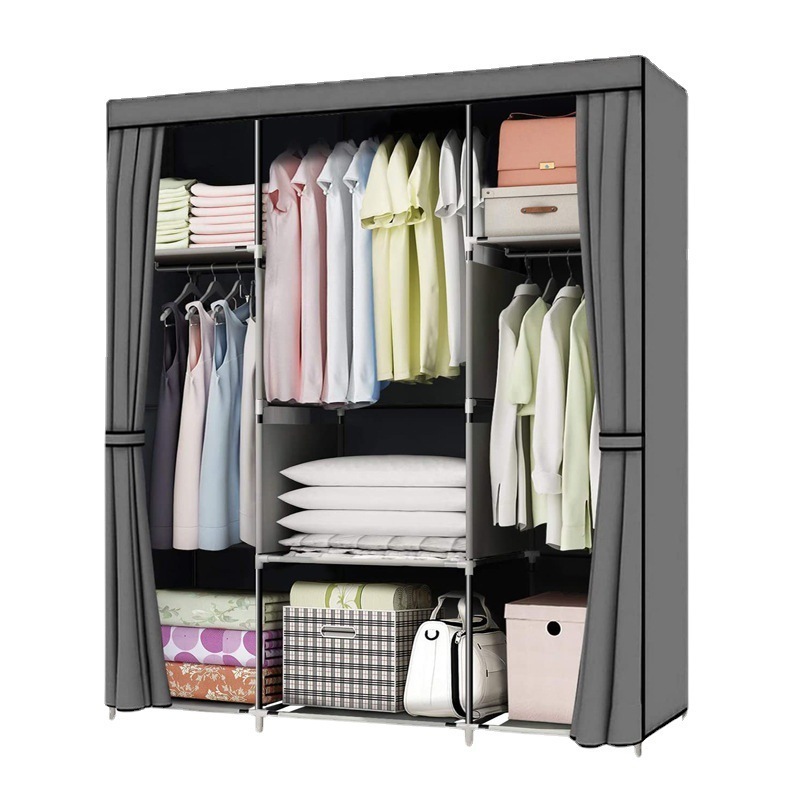 Hot Sell Foldable Diy Solid Wood Clothes Storage Non Woven Fabric Portable Wardrobe Fabric Cloth Closet