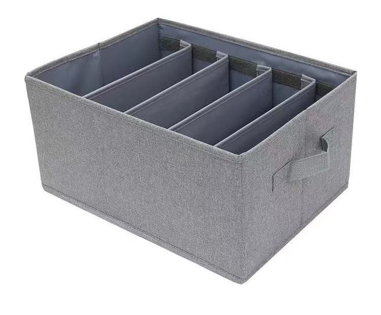 Foldable Linen Fabric Wardrobe Organizers 5 Grids Divider Boxes Collapsible Jeans Storage Organizer