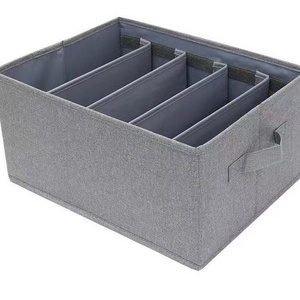 Foldable Linen Fabric Wardrobe Organizers 5 Grids Divider Boxes Collapsible Jeans Storage Organizer