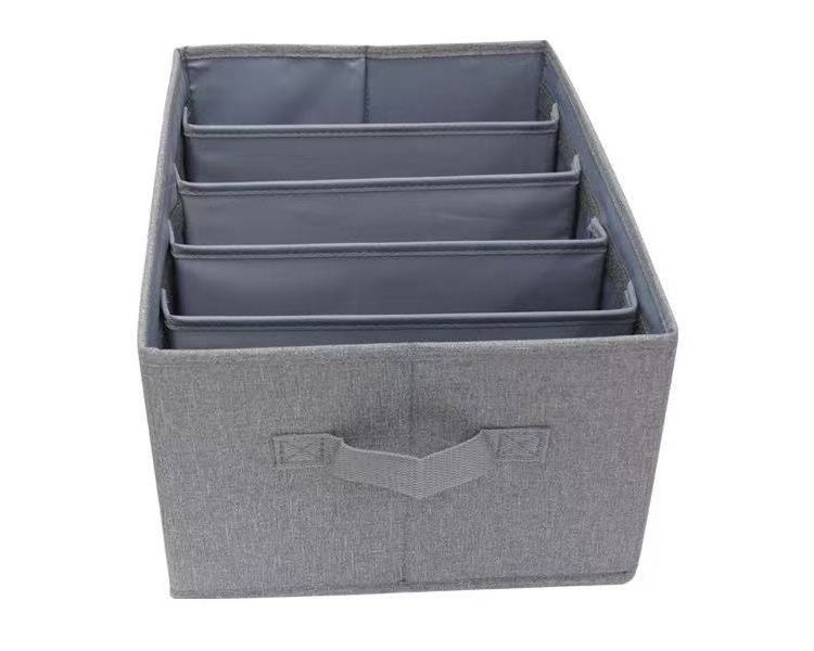 Foldable Linen Fabric Wardrobe Organizers 5 Grids Divider Boxes Collapsible Jeans Storage Organizer