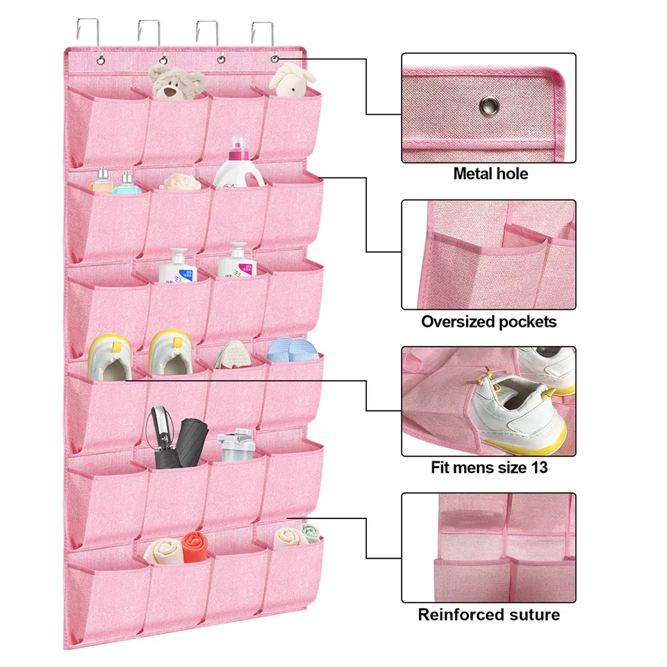 hot Hanging Closet Holder Hanger Storage Bag Rack Foldable Over The Door Shoe Organizer With 24 Large Pockets