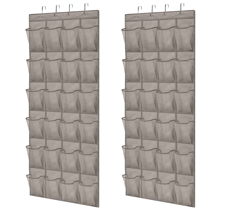 Hot Shoe Holder Rack for Over the Door 24 Mesh Pockets Hold up to 40 Pounds Back of Closet Organizer Behind Door Hanger