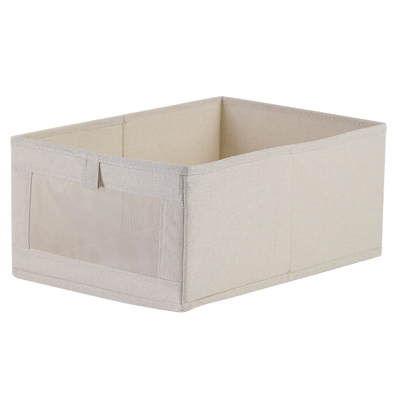 Cotton Linen Visible Window Storage Box Wholesale Wardrobe Storage Box Fabric Finishing Cotton Linen Stackable Storage Box