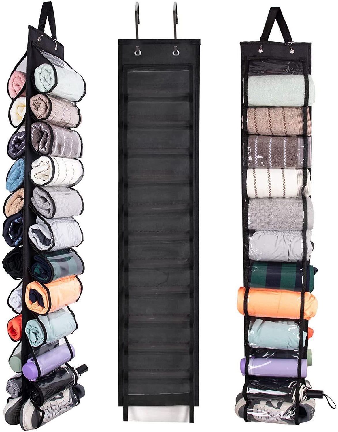 2023TOP 24 Roll Yoga Legging Storage Organizer Hanging Storage Bag Clothes T-Shirt Towel Underwear Closets Roll Holder