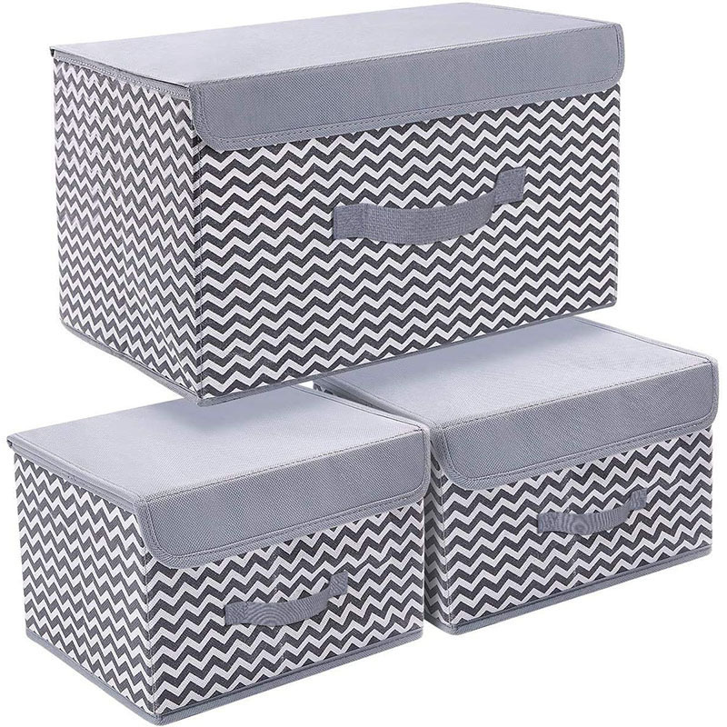 Non-woven art storage box foldable storage box with lid home clothes toys organizing box